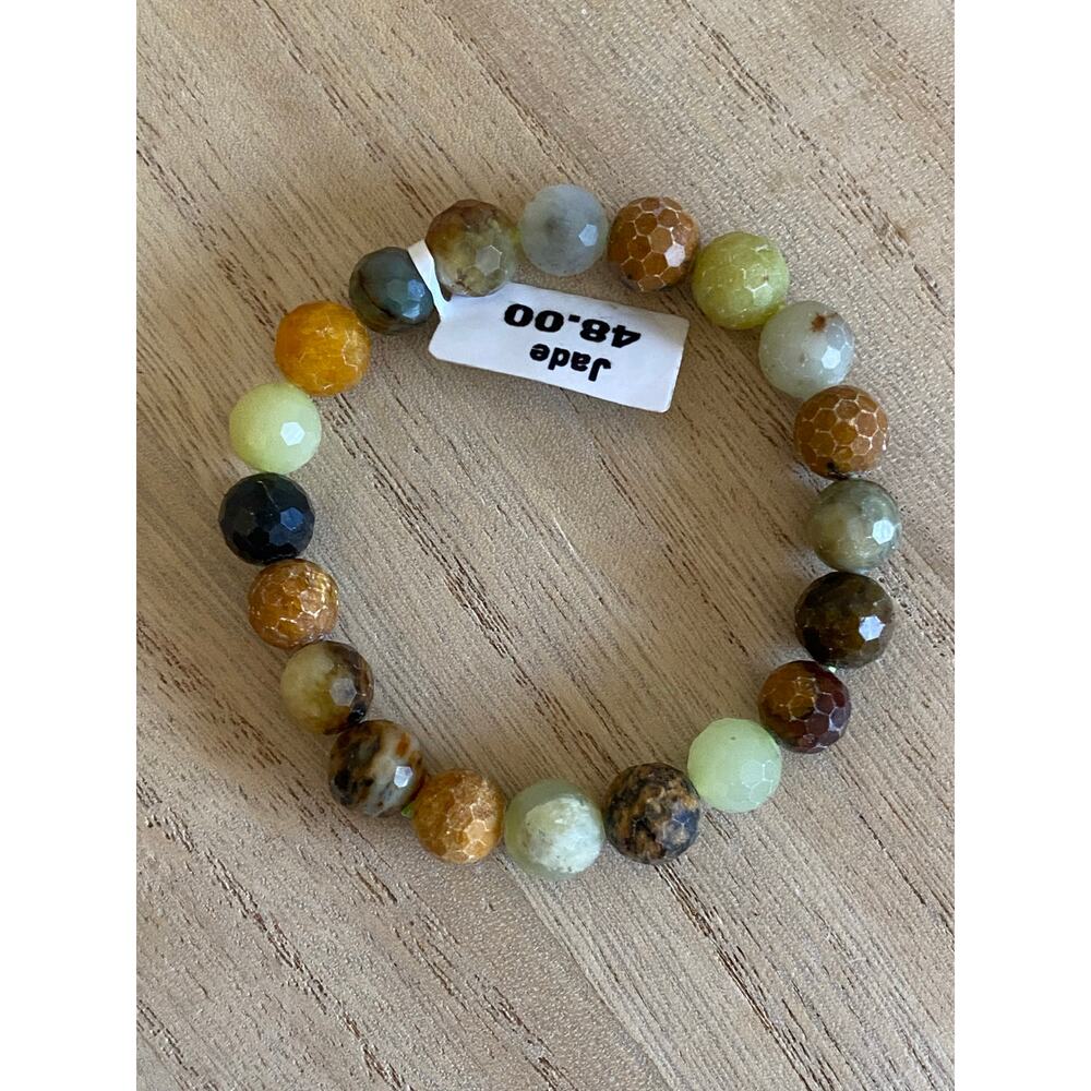 Jade Beaded Bracelet NEW 10 mm Earth tones 10mm - Picture 1 of 7